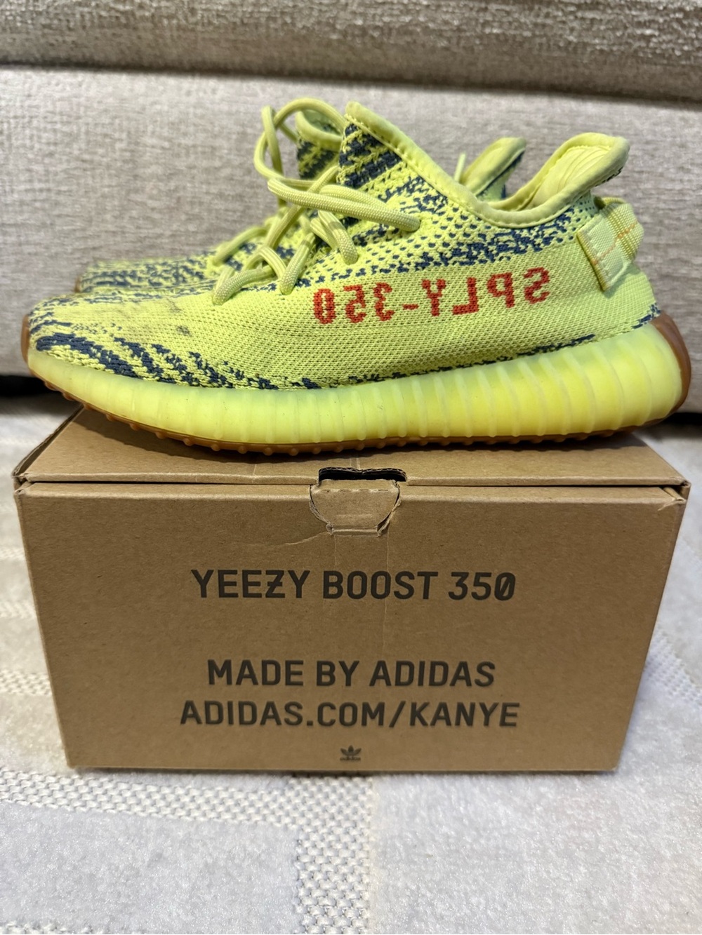 adidas Yeezy Boost 350 V2 Semi Frozen Yellow with Red Accent